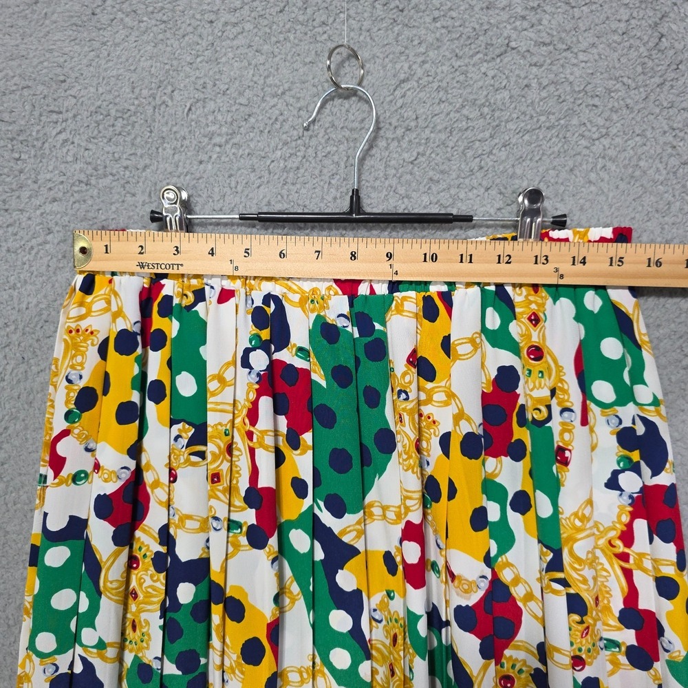 Andrea Gayle A-Line Skirt Womens 1X Colorful Geometric Pleated Front Pull On - Picture 2 of 5